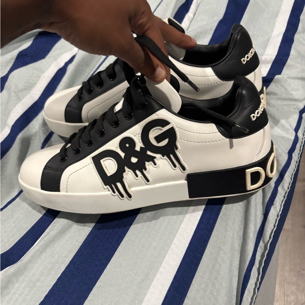 Dolce & Gabbana Black and White Logo Sneakers